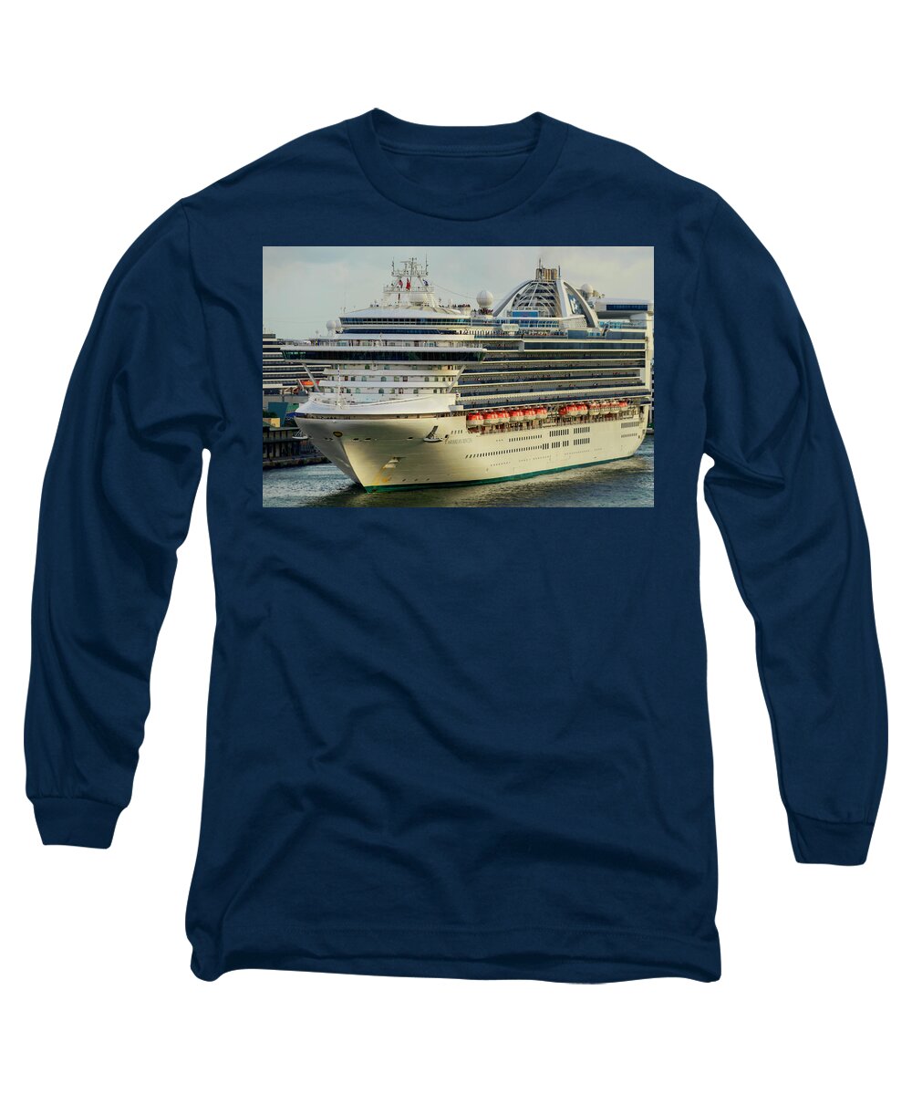Ship Long Sleeve T-Shirt featuring the photograph Caribbean Princess #1 by AE Jones