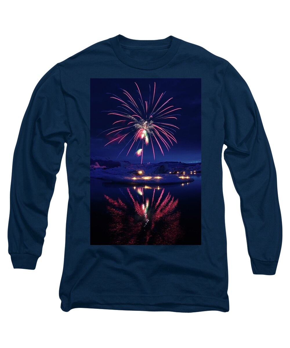 Fireworks Long Sleeve T-Shirt featuring the photograph Fire and ice #4 #1 by Christopher Mathews