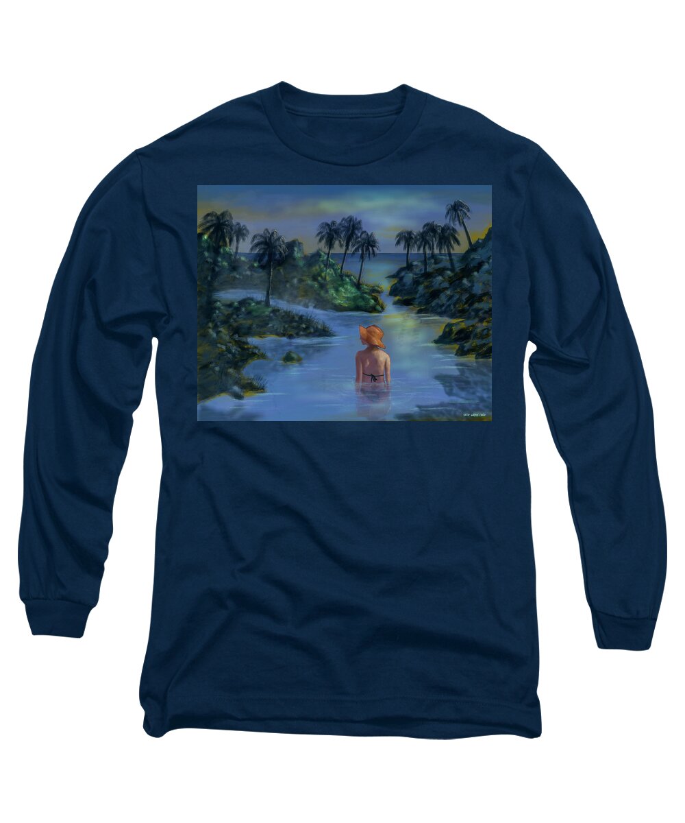 Cove Long Sleeve T-Shirt featuring the digital art Private Cove #1 by Larry Whitler