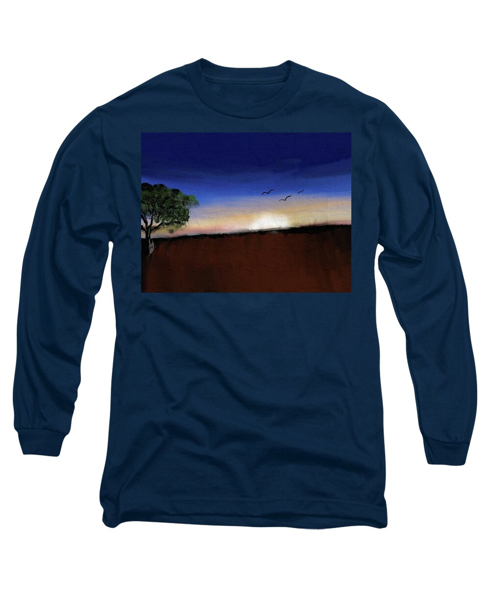 Landscape Long Sleeve T-Shirt featuring the painting Sunset #2 by Vesna Antic
