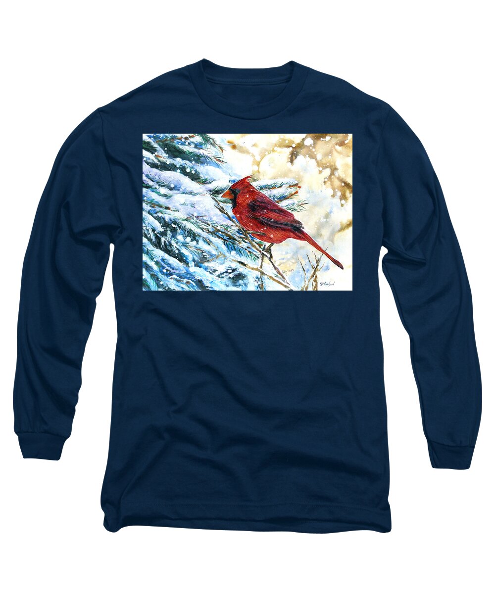 Bird Long Sleeve T-Shirt featuring the painting A Study In Scarlet by R J Marchand