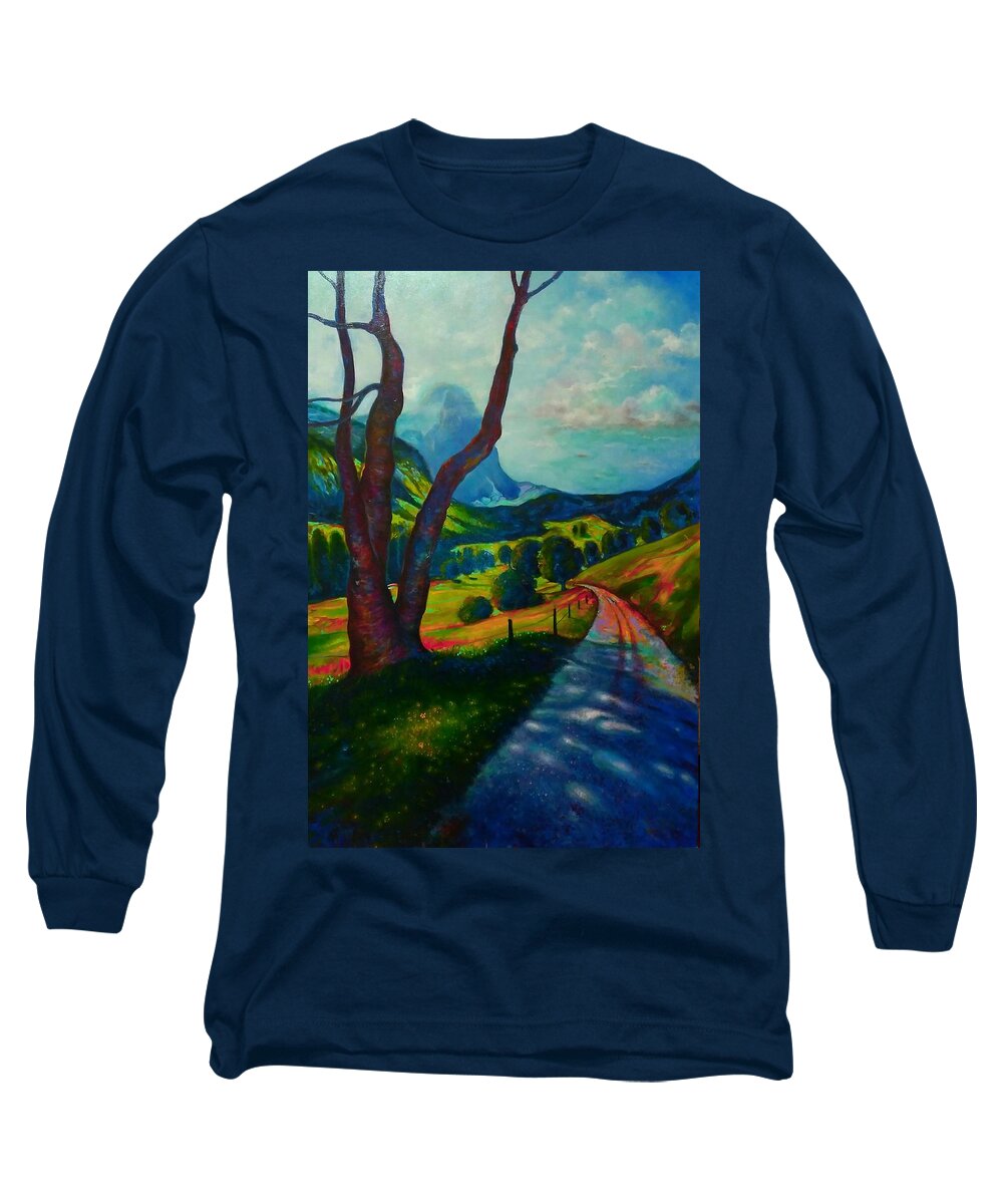 Emery Franklin Landscape Long Sleeve T-Shirt featuring the painting A Walk Through The Mountains by Emery Franklin