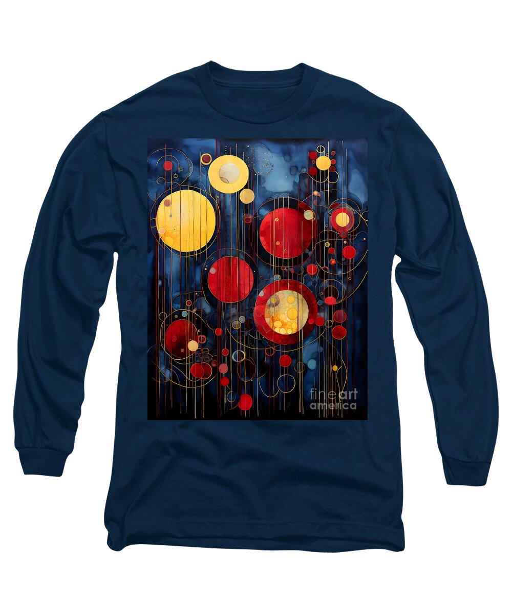 Digital Art Long Sleeve T-Shirt featuring the digital art Abstract in Red and Gold by Amanda Moore
