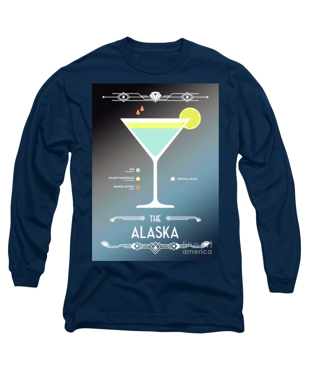 Martini Long Sleeve T-Shirt featuring the digital art Alaska Cocktail - Modern by Bo Kev