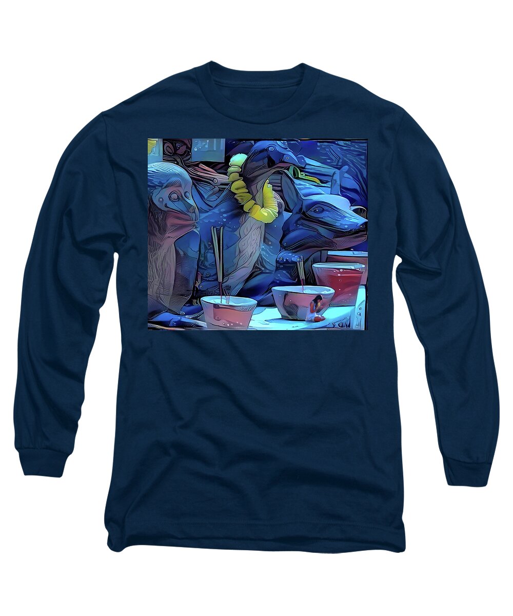 Alice In Wonderland Long Sleeve T-Shirt featuring the digital art Alice in Facebookland by Jeremy Holton