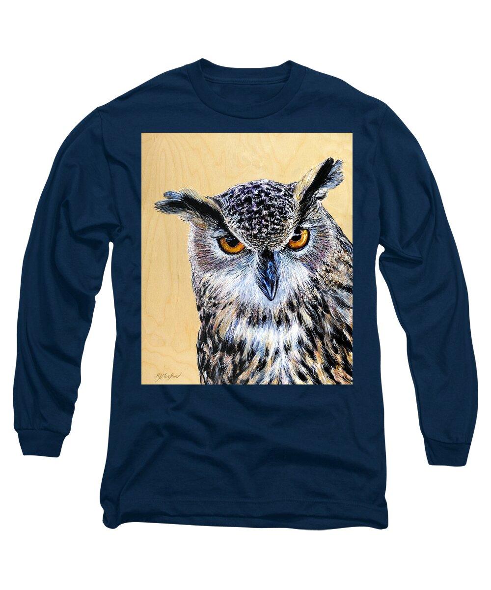 Bird Long Sleeve T-Shirt featuring the painting At Face Value by R J Marchand