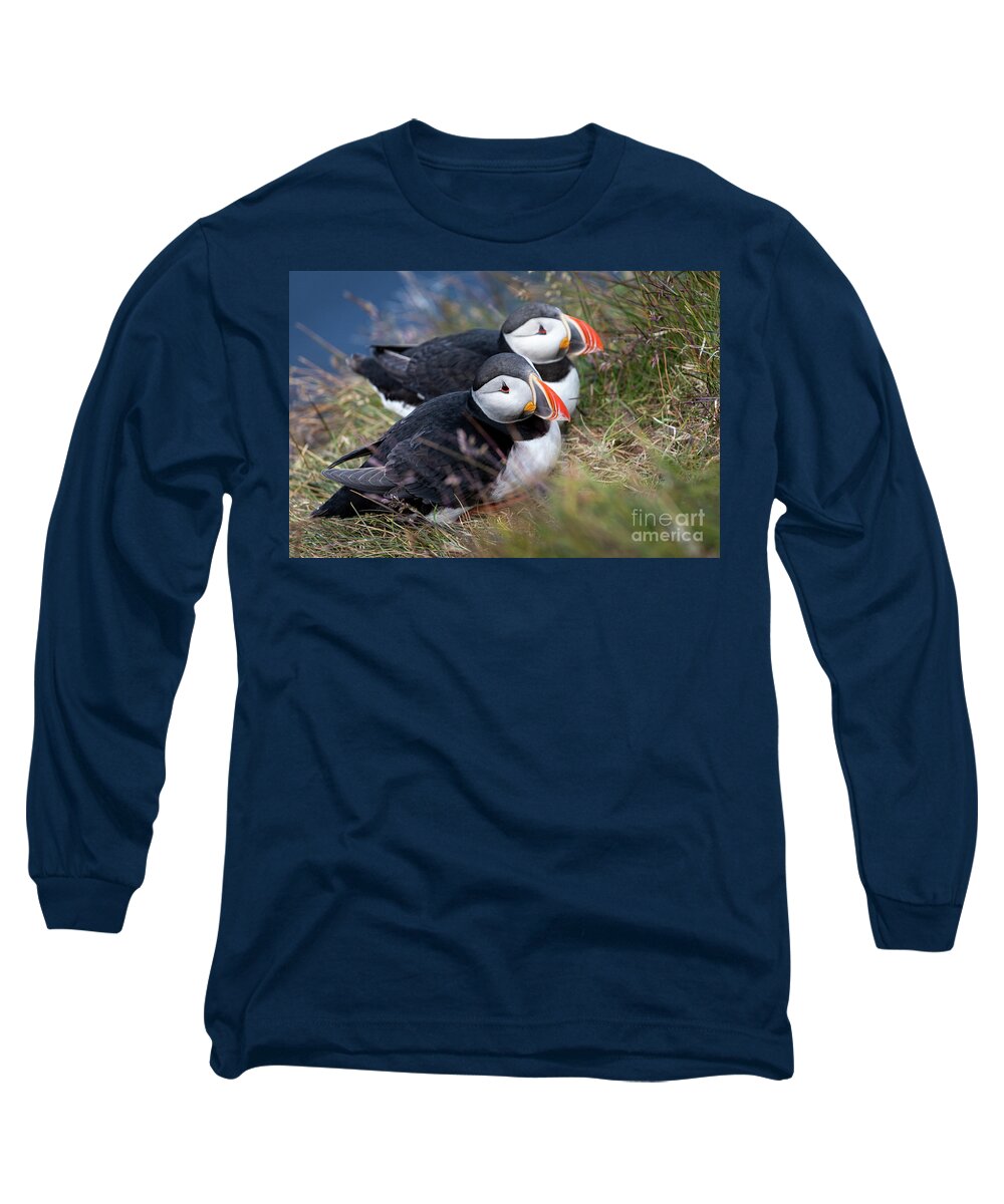 Photography Long Sleeve T-Shirt featuring the photograph Atlantic Puffin Love by Erin Marie Davis