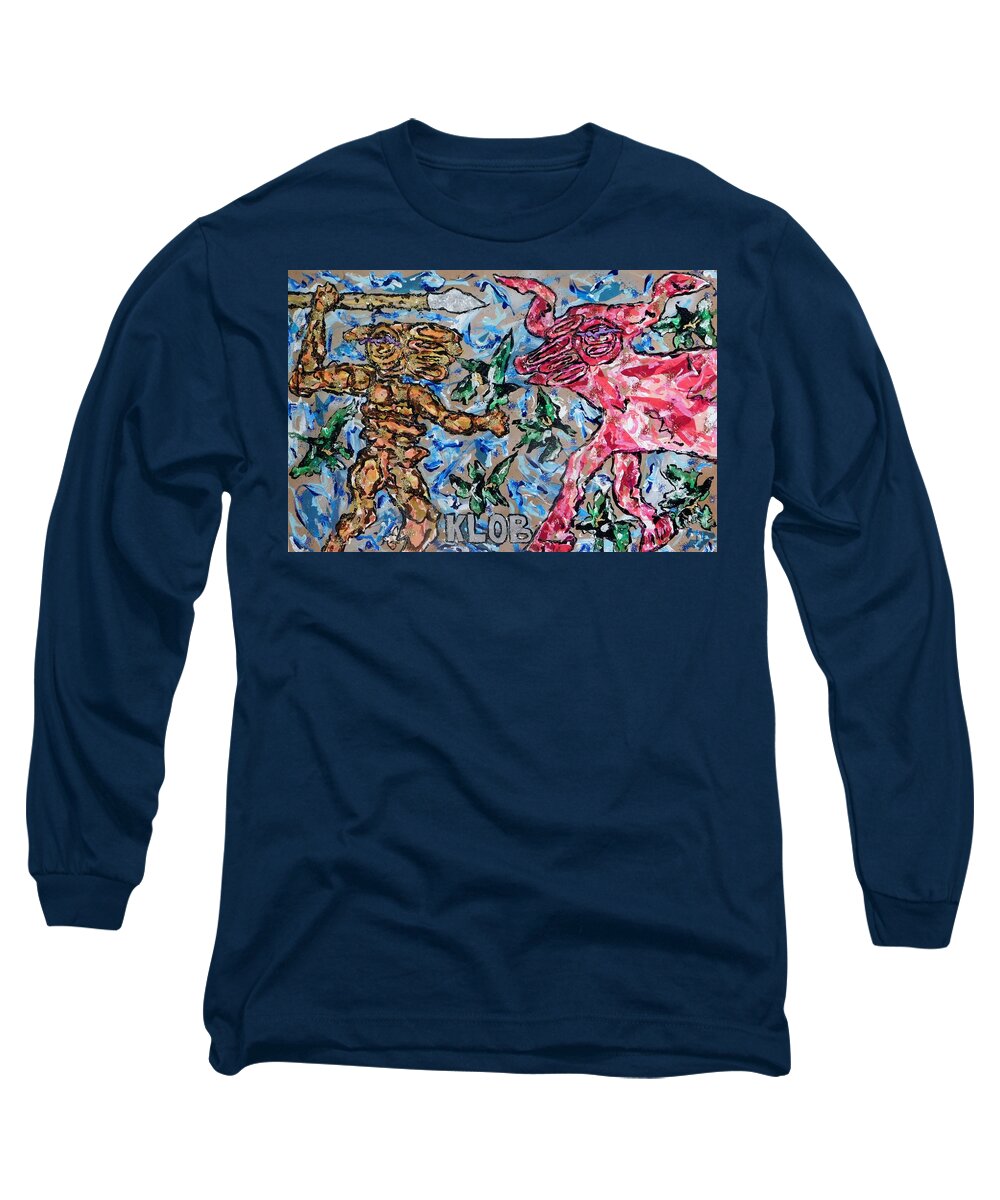Aurochs Long Sleeve T-Shirt featuring the mixed media Battle Of The Aurochs Proposal for New Constellation by Kevin OBrien