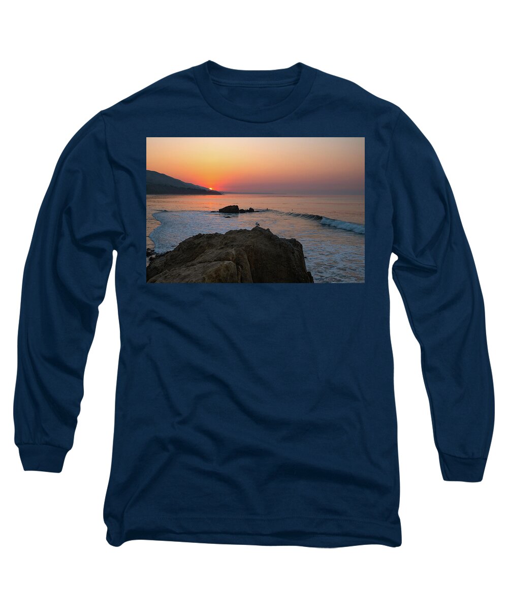 Beach Long Sleeve T-Shirt featuring the photograph Beach and Mountain Sunrise by Matthew DeGrushe