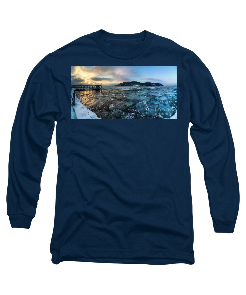 Frankfort Long Sleeve T-Shirt featuring the photograph Betsie Lake Ice by Twenty Two North Photography