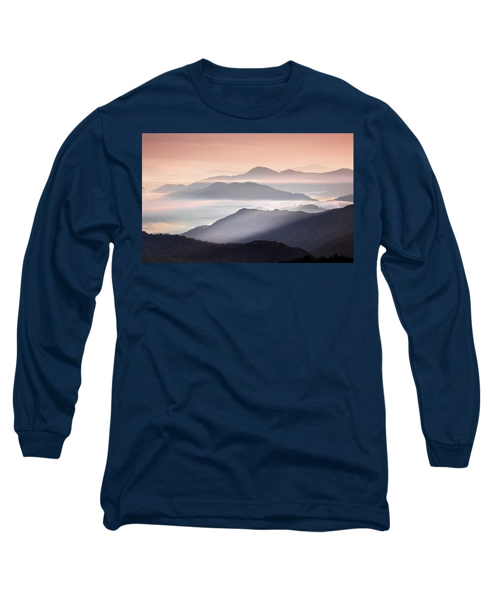 Maggie Valley Long Sleeve T-Shirt featuring the photograph Blue Ridge Mountain Sunrise by Jordan Hill