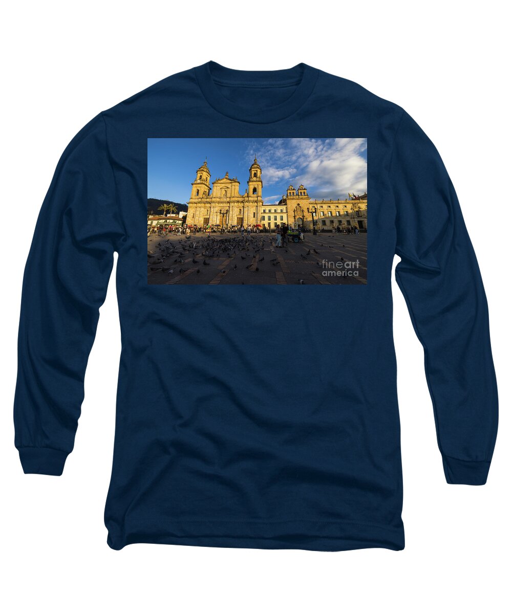 Bolivar's Square Long Sleeve T-Shirt featuring the photograph Bolivar's Square at Sunset Light by Eva Lechner