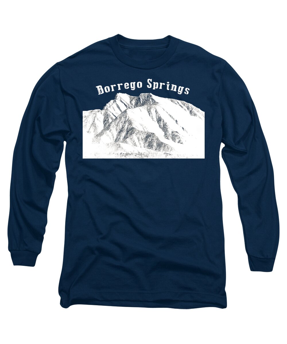 Borrego Springs Long Sleeve T-Shirt featuring the digital art Borrego Springs - White by Peter Tellone