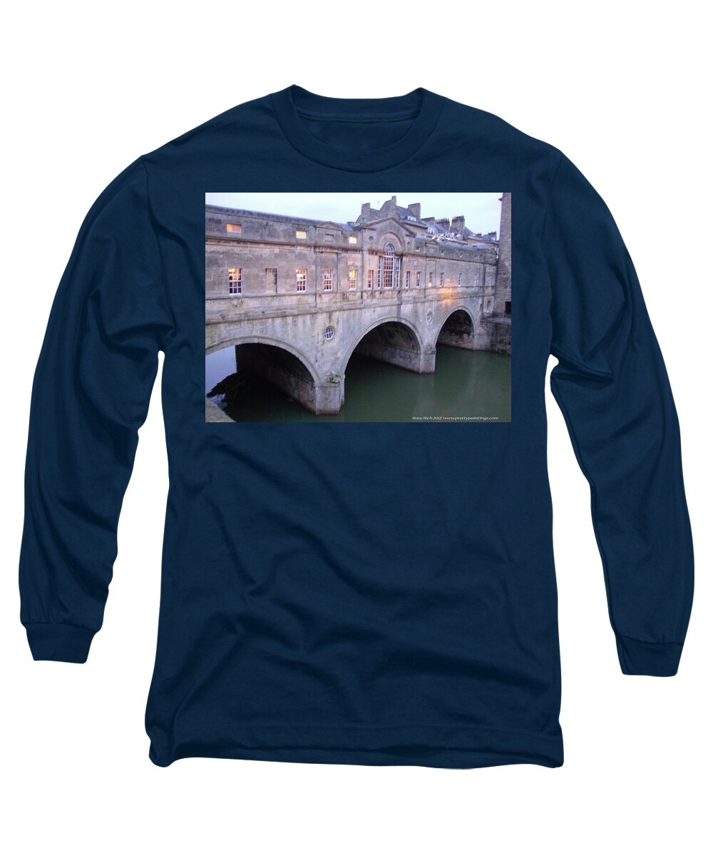 Bridge Long Sleeve T-Shirt featuring the photograph Bridge at Bath by Roxy Rich