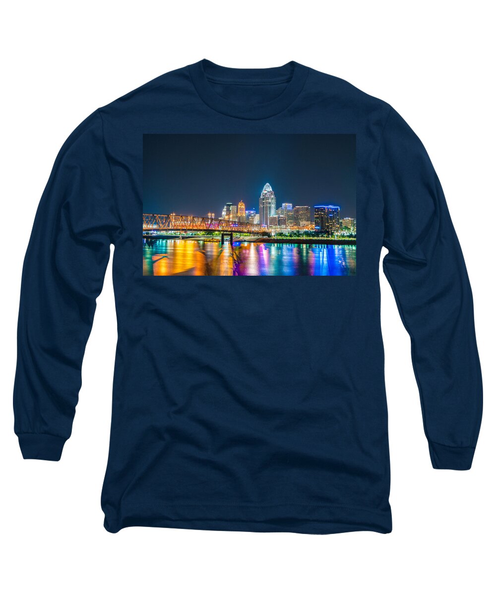 Town Long Sleeve T-Shirt featuring the photograph Cincinnati Skyline From Newport by Dave Morgan