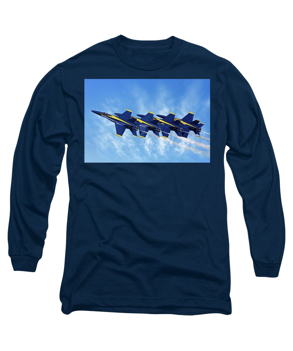 Blue Angels Long Sleeve T-Shirt featuring the photograph Close Quarters by Randall Allen