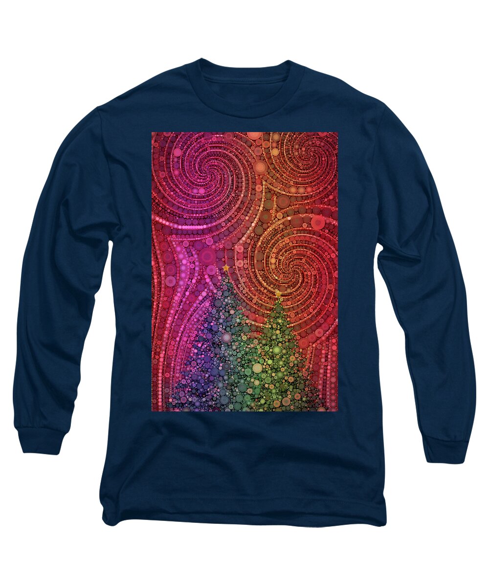 Christmas Trees Long Sleeve T-Shirt featuring the digital art Colorful Christmas Trees by Peggy Collins