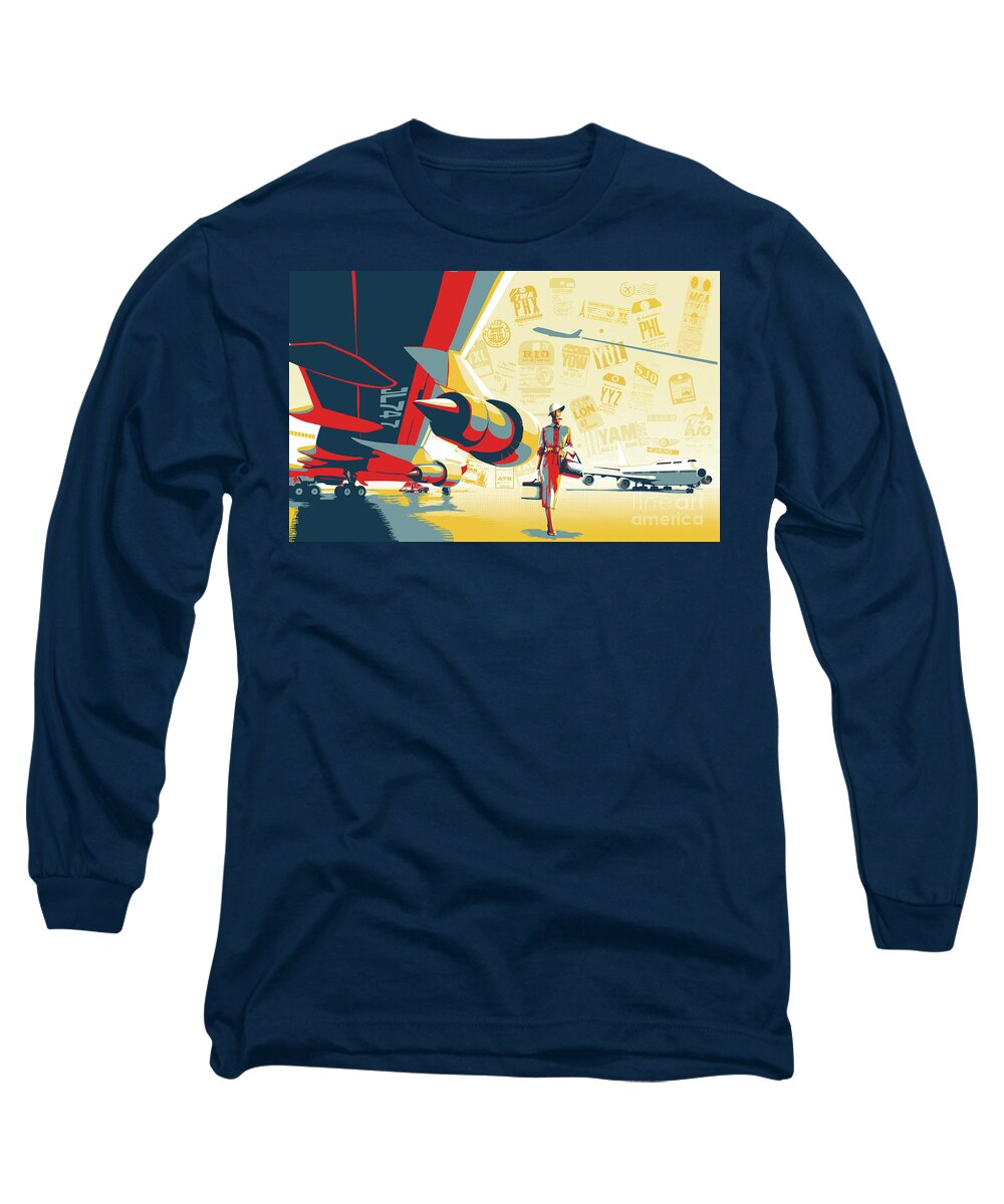 Travel Poster Long Sleeve T-Shirt featuring the painting Come Fly With Me by Sassan Filsoof