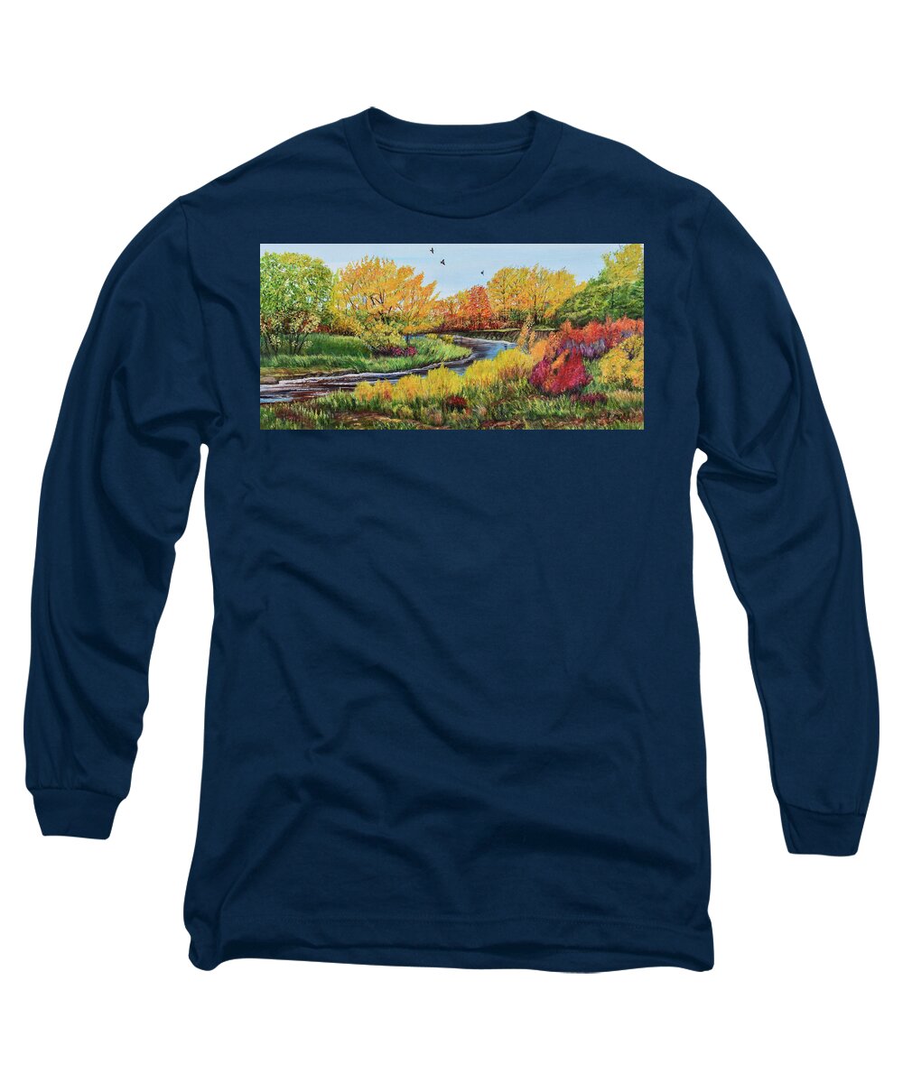 Cooks Creek Long Sleeve T-Shirt featuring the painting Cooks Creek Splendor by Marilyn McNish