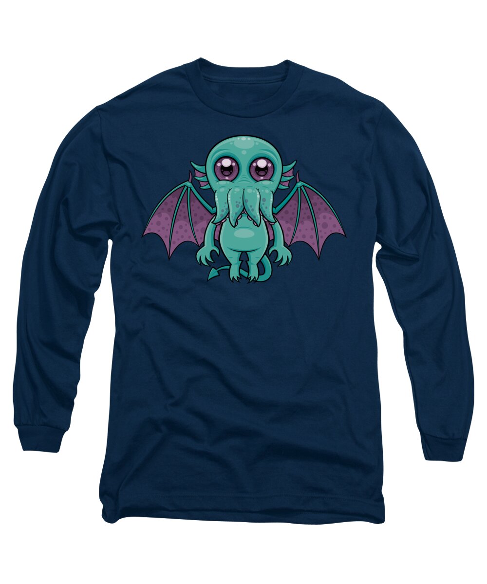 Cthulhu Long Sleeve T-Shirt featuring the digital art Cute Baby Cthulhu Monster by John Schwegel