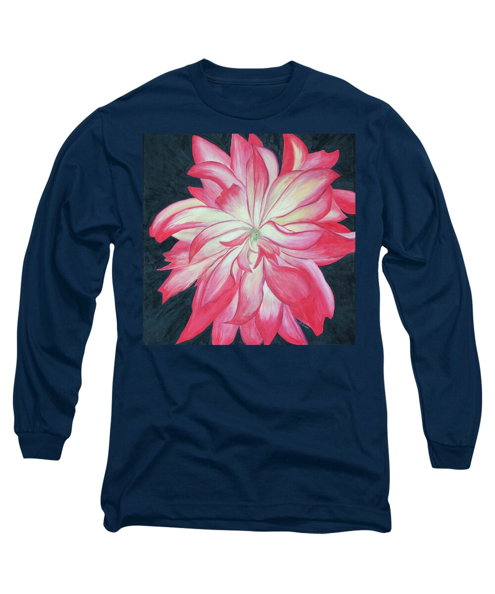 Dahlia Long Sleeve T-Shirt featuring the painting Dahlia Explosion by Laurel Best
