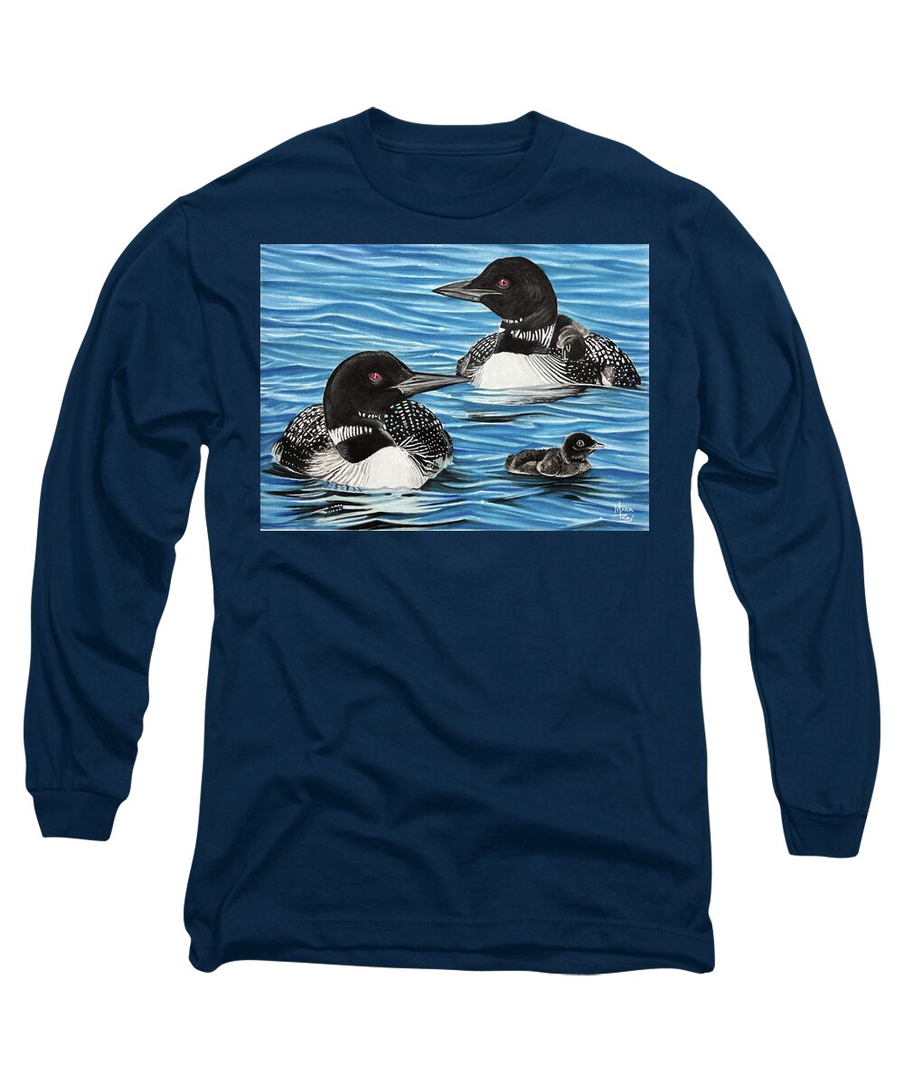 Loon Long Sleeve T-Shirt featuring the painting Day Care by Mark Ray
