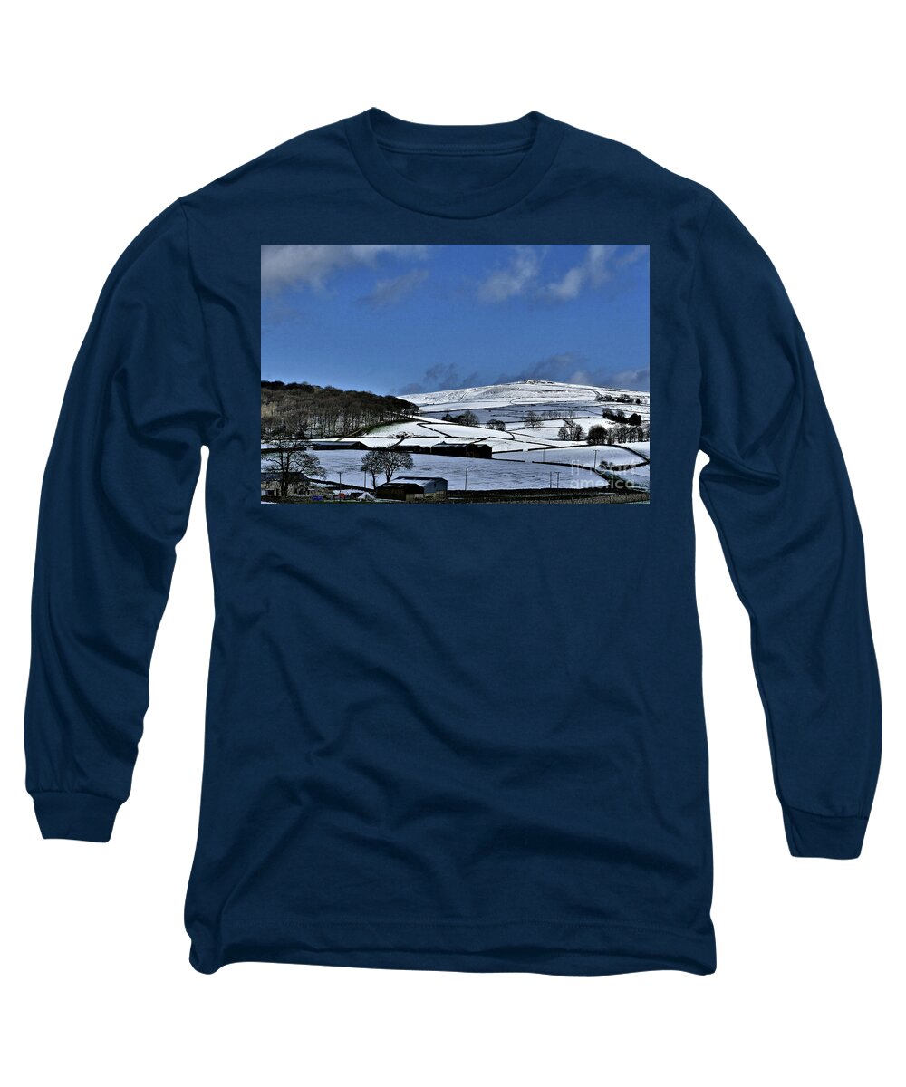 Derbyshire Long Sleeve T-Shirt featuring the photograph Derbyshire Dales in Winter by Richard Denyer