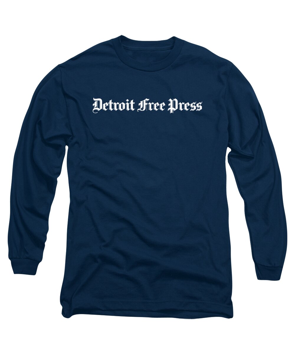 Detroit Free Press Long Sleeve T-Shirt featuring the digital art Detroit Free Press White Logo by Gannett