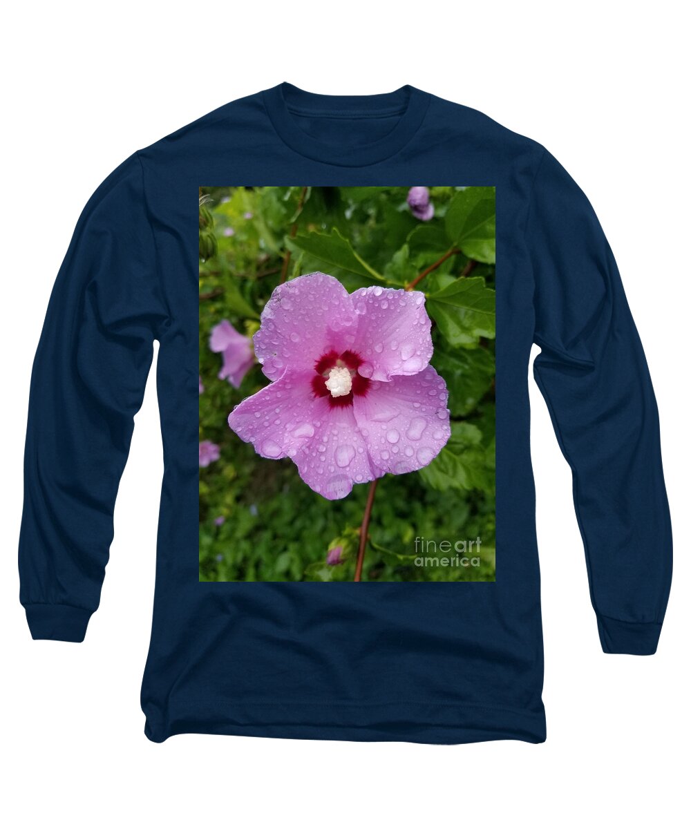 Flower Long Sleeve T-Shirt featuring the photograph Dew Kissed by Diamante Lavendar