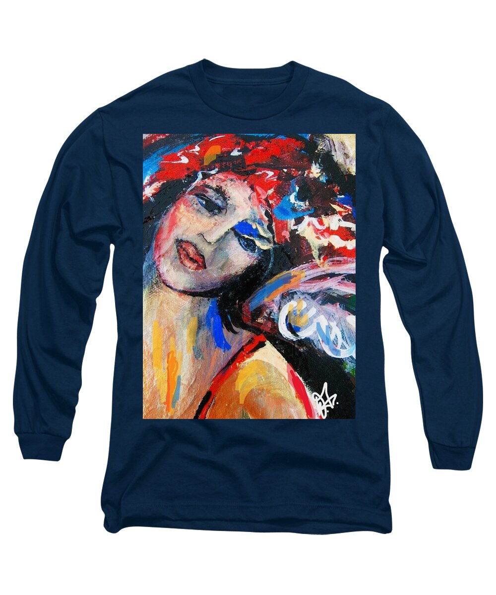 Portrait Long Sleeve T-Shirt featuring the painting Dot by Dawn Caravetta Fisher