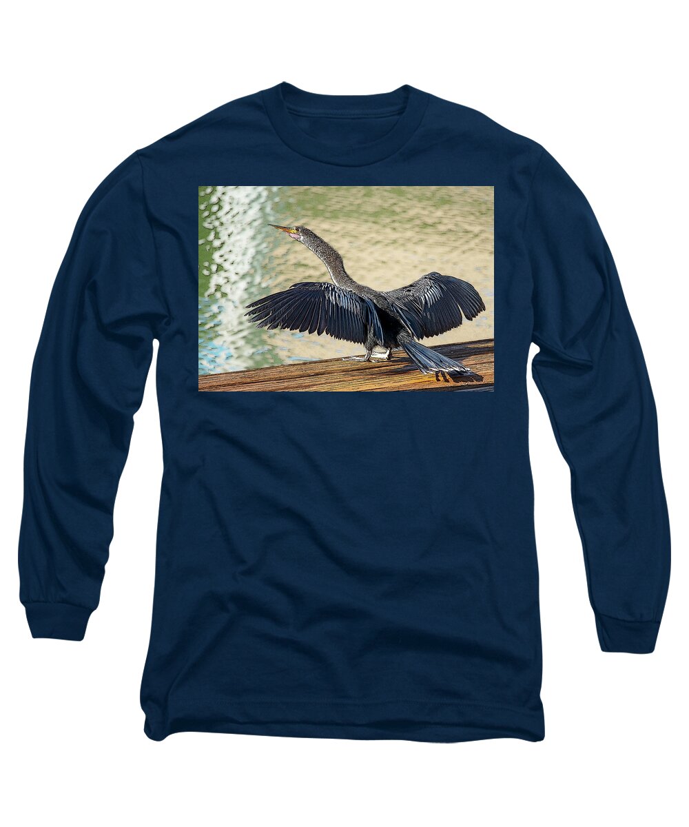 Anhinga Long Sleeve T-Shirt featuring the photograph Drying Wings by Debra Kewley
