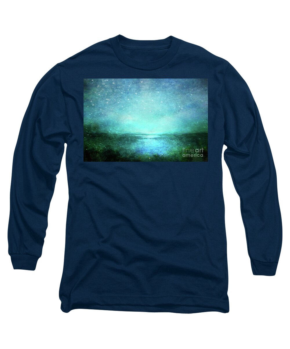 Landscape Long Sleeve T-Shirt featuring the painting Ease Down By the Lagoon by Neece Campione