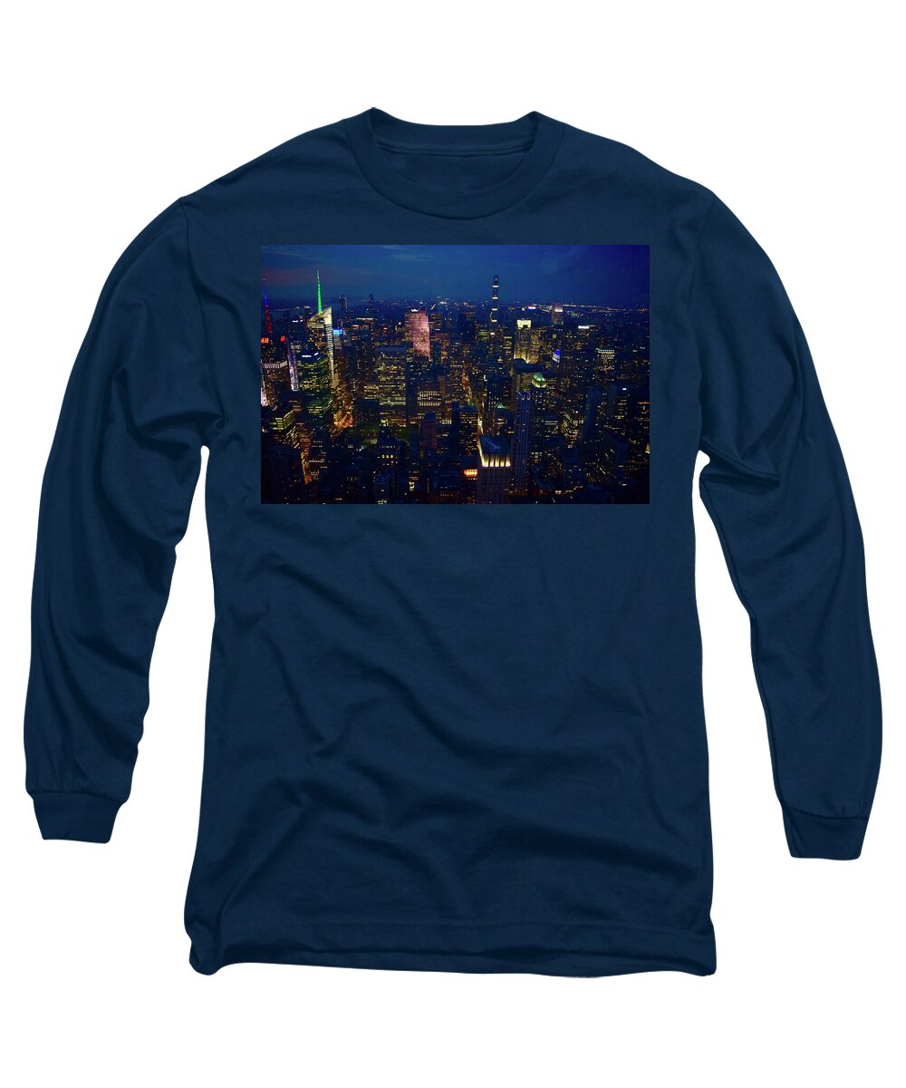 City Long Sleeve T-Shirt featuring the photograph Midtown Manhattan Skyscrapers by Bnte Creations