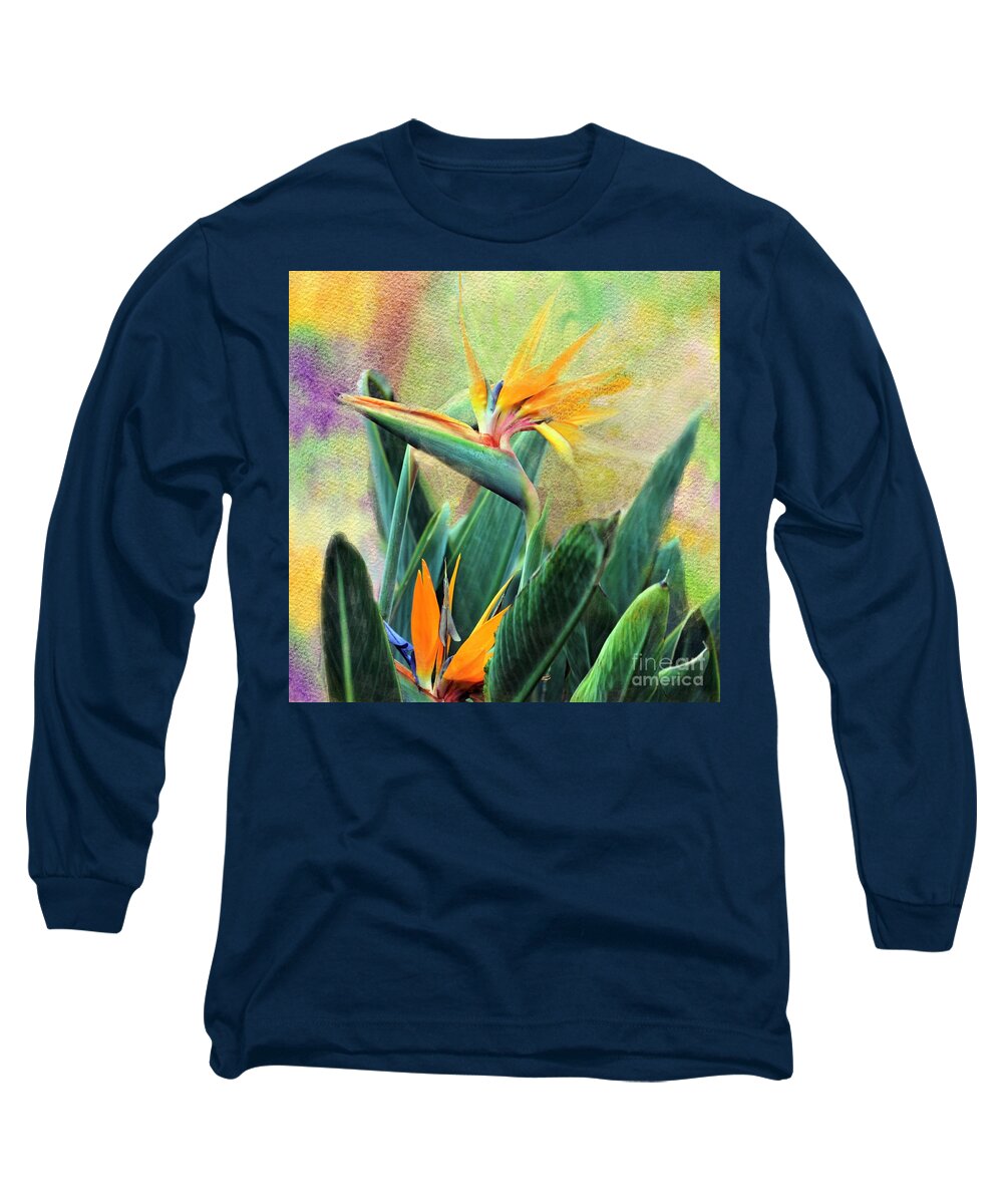 Green Long Sleeve T-Shirt featuring the digital art Bird of Paradise #2 by Linda Cox