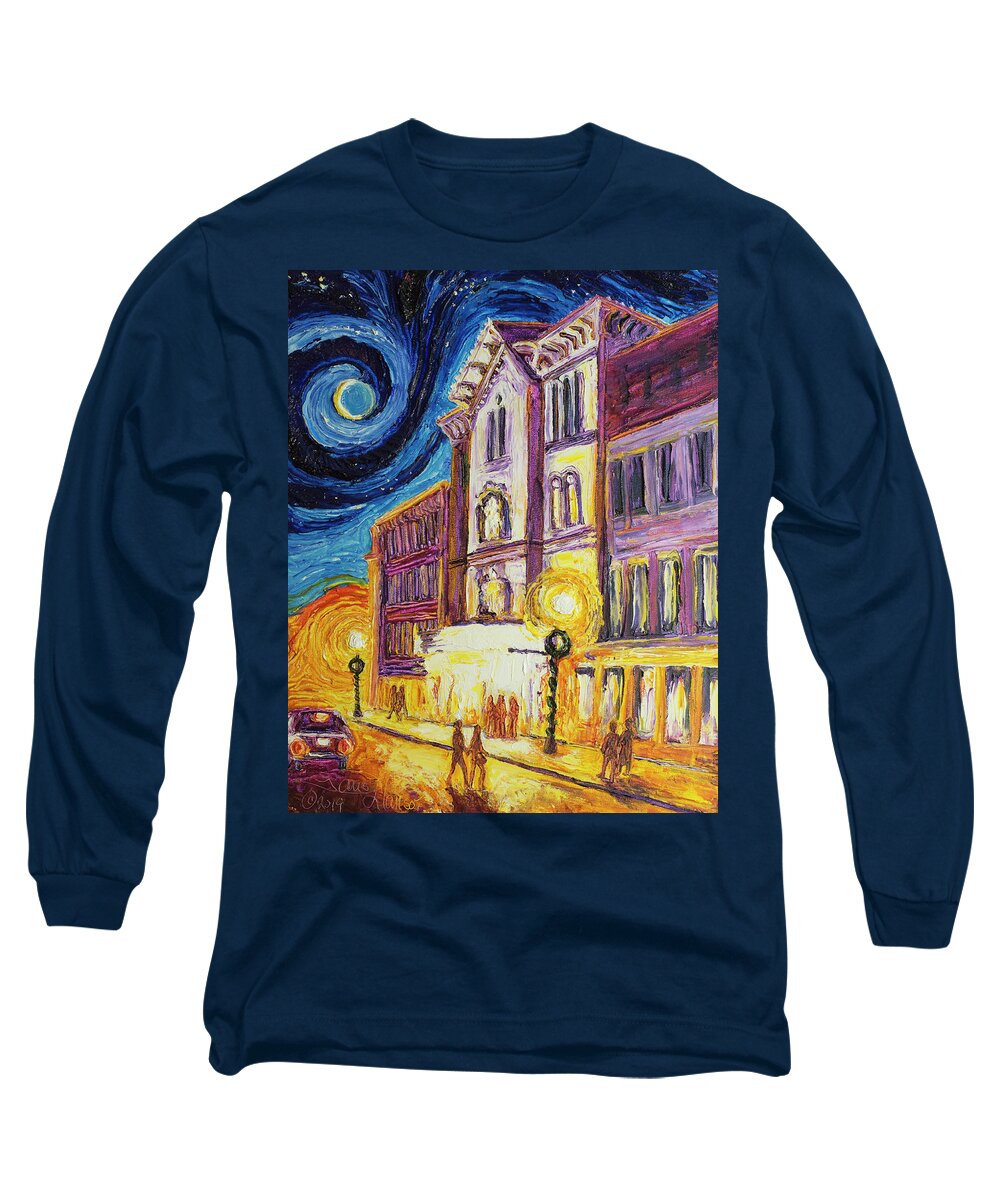 Impasto Long Sleeve T-Shirt featuring the painting Fulton Opera House Lancaster City Pennsylvania by Paris Wyatt Llanso
