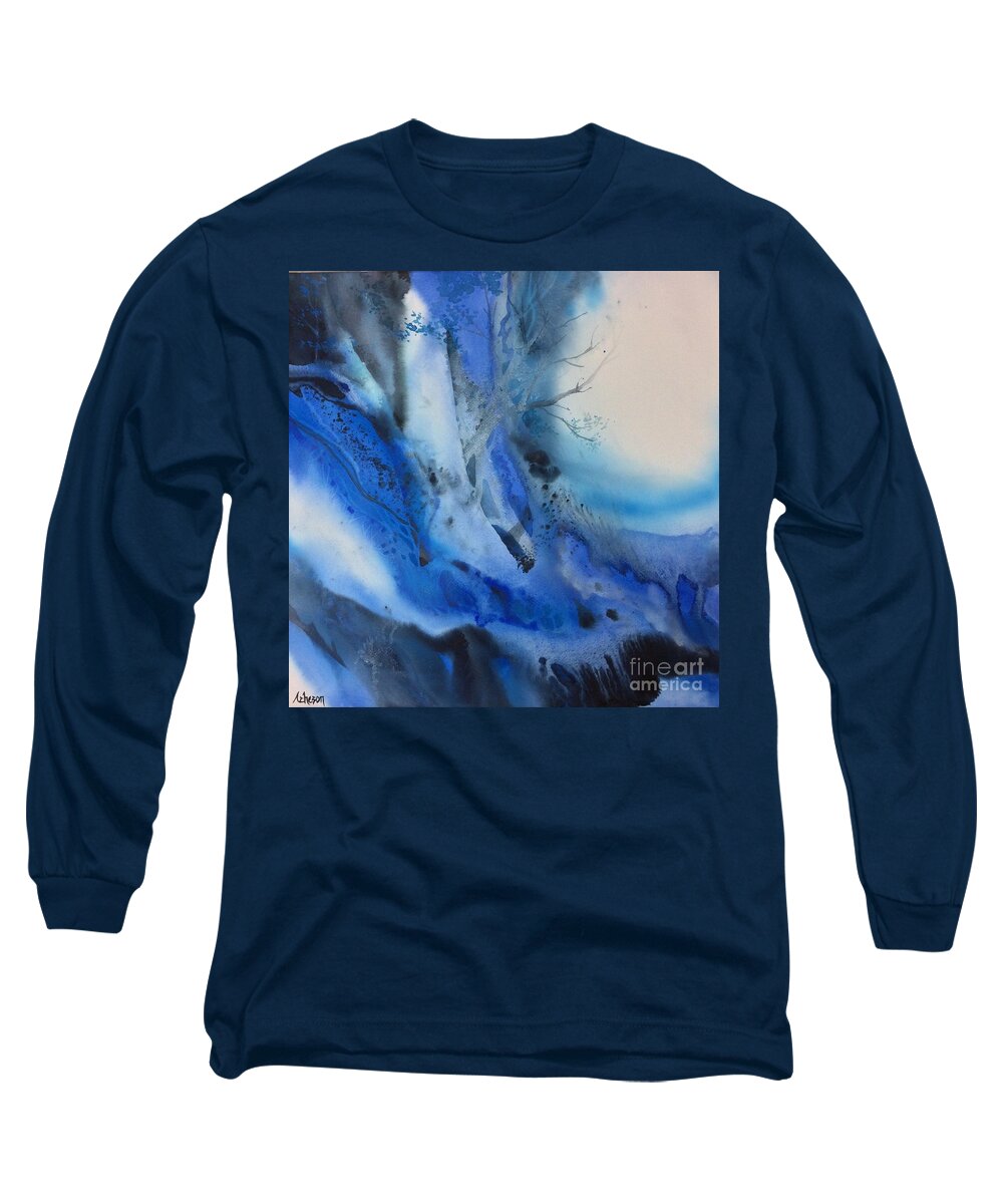 Abstract Long Sleeve T-Shirt featuring the painting Givre by Donna Acheson-Juillet