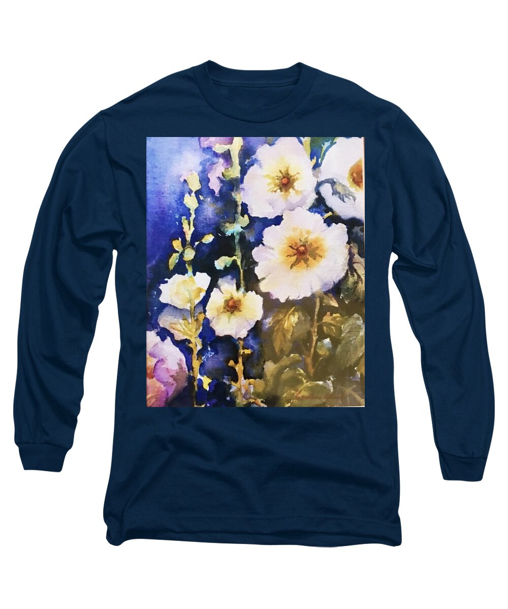 White Flowers Gladiolus Long Sleeve T-Shirt featuring the painting Gladiolas white by Caroline Patrick