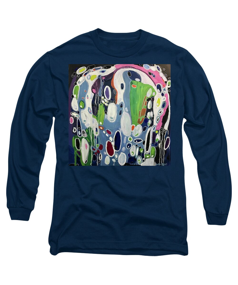 Abstract Art Long Sleeve T-Shirt featuring the painting Glowing on the Inside by Heather Moffatt