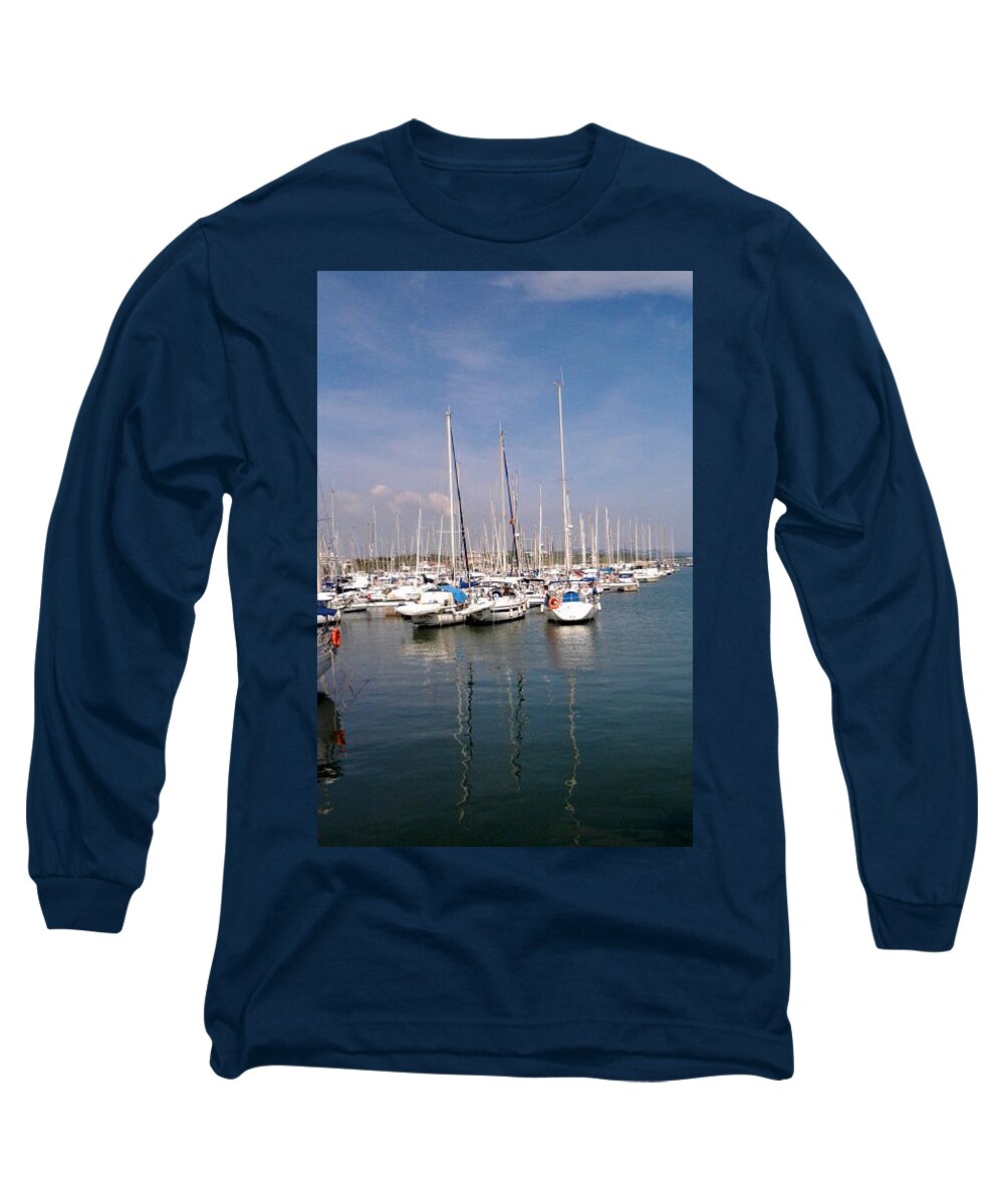 Harbor In Sitges Long Sleeve T-Shirt featuring the photograph Harbor in Sitges by Don Varney