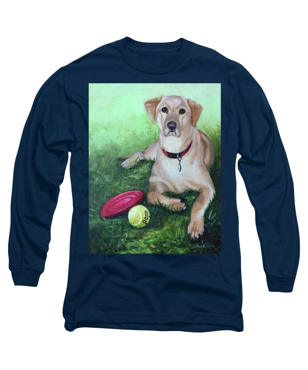 Dog Long Sleeve T-Shirt featuring the painting Here Boy by Judy Rixom