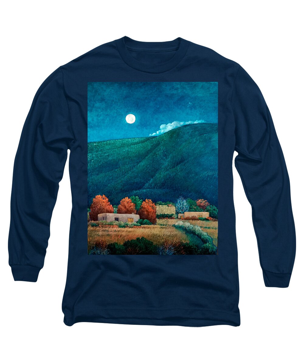 Taos Long Sleeve T-Shirt featuring the painting Hunter's Moon by Donna Clair