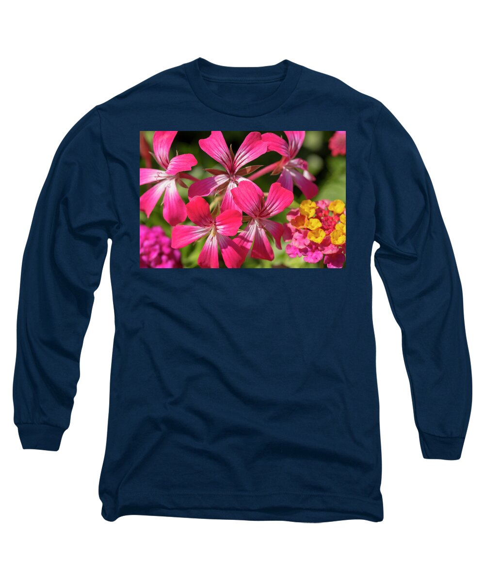 Flower Long Sleeve T-Shirt featuring the photograph Ivy Geranium and Lantana by Dawn Cavalieri
