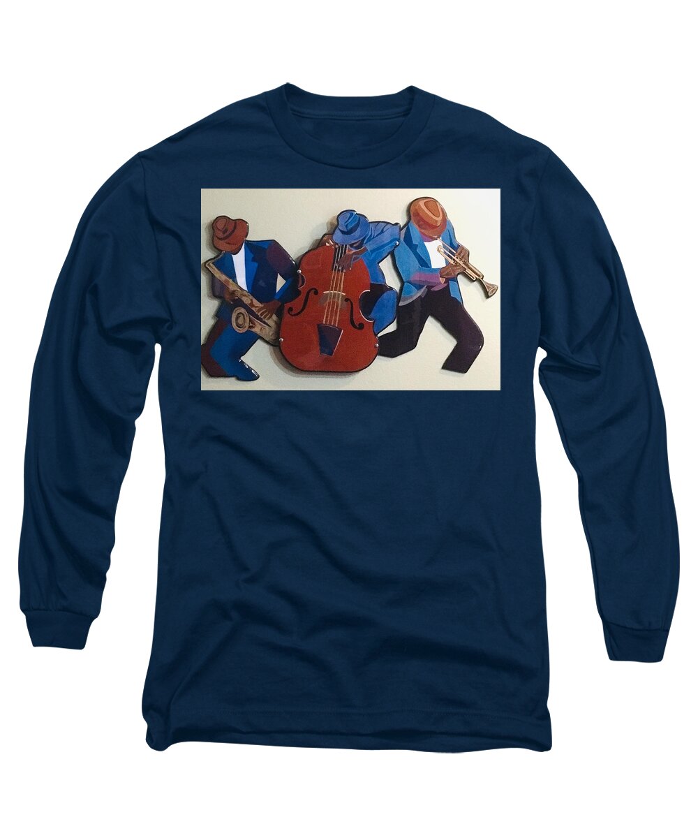 Music Long Sleeve T-Shirt featuring the mixed media Jazz Ensemble III by Bill Manson