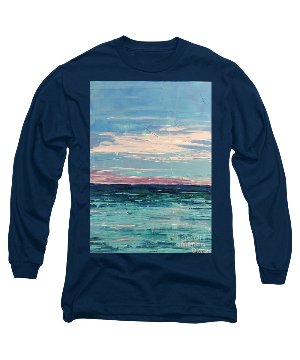 Acrylic Painting Long Sleeve T-Shirt featuring the painting Lake Michigan Blues by Lisa Dionne