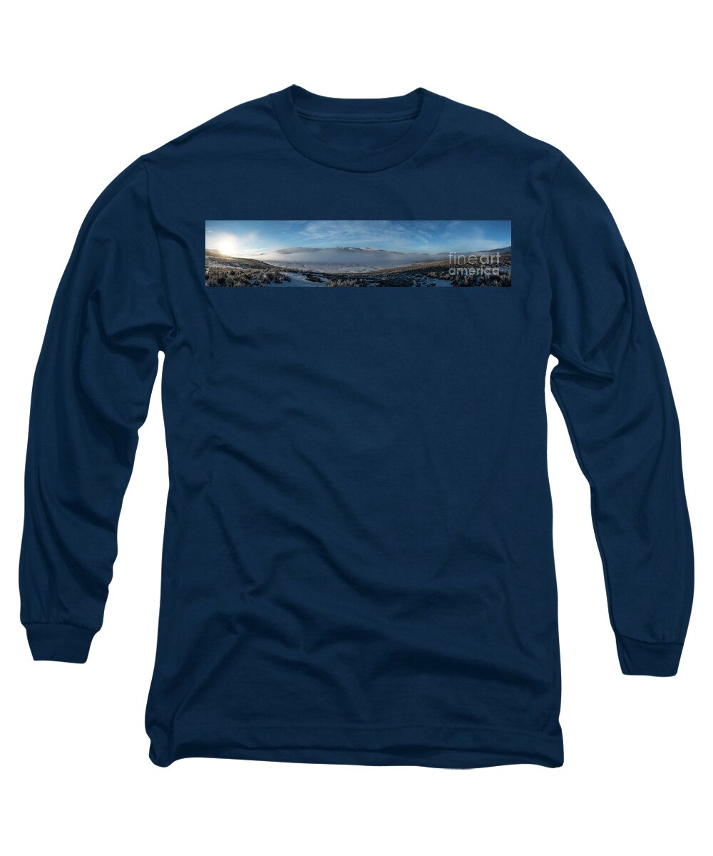 Yellowstone Long Sleeve T-Shirt featuring the photograph Lamar Valley with Fog by Patrick Nowotny