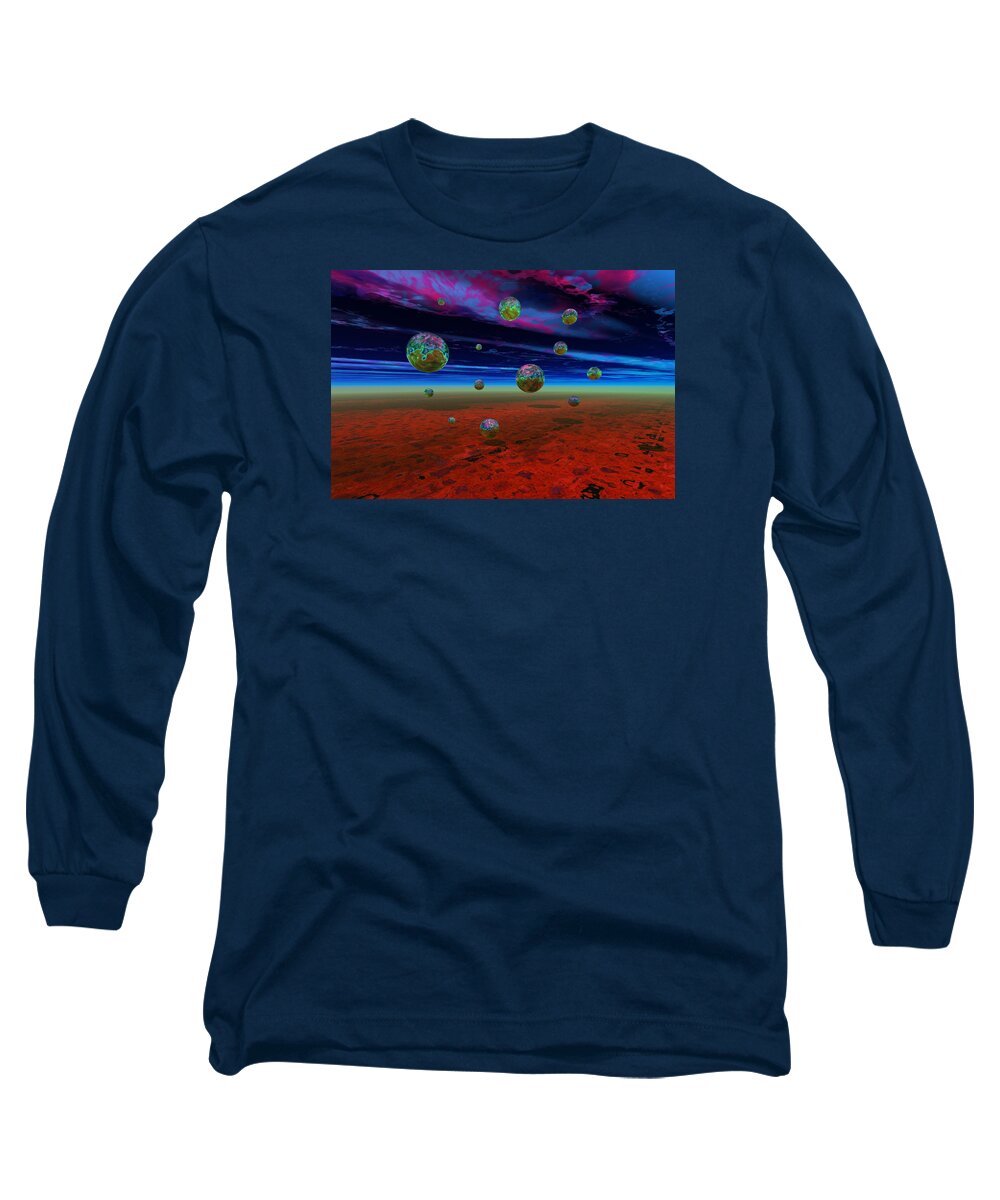 Bryce 3d Digital Fantasy Scifi Long Sleeve T-Shirt featuring the digital art Landing by Claude McCoy