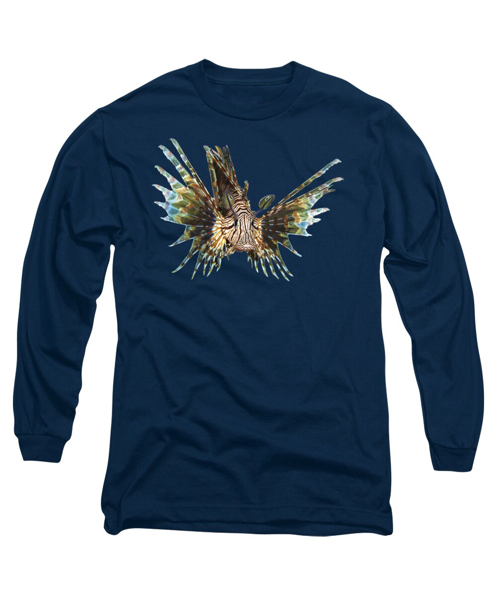Abstract Long Sleeve T-Shirt featuring the mixed media Lionfish - Close and intense - Reduced to the MAX - by Ute Niemann