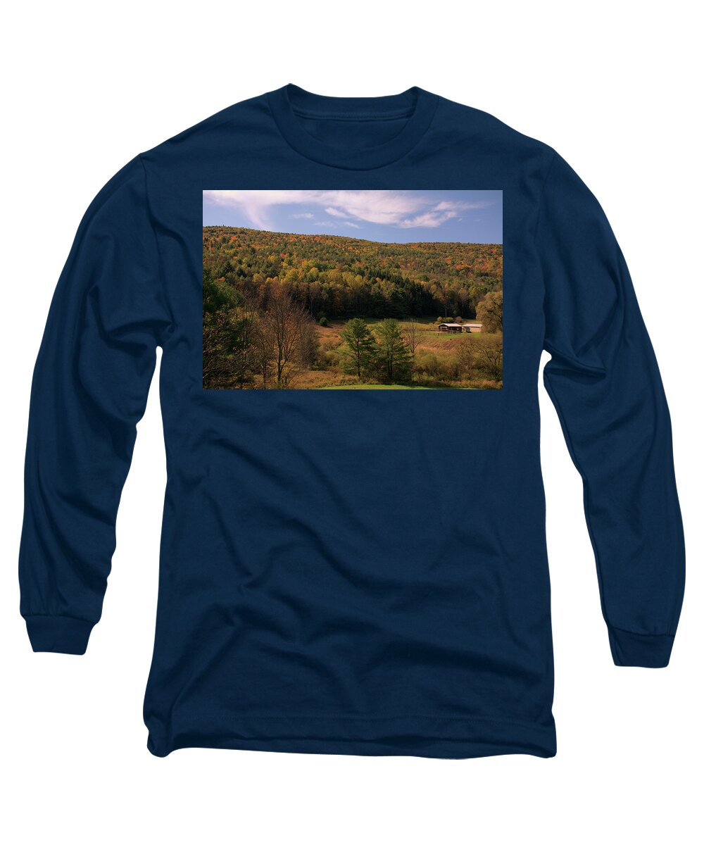 Autumn Long Sleeve T-Shirt featuring the photograph Living Along the Autumn Trees by Angie Tirado