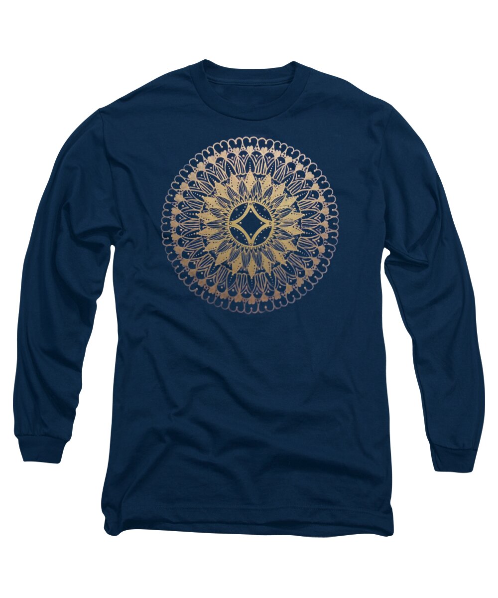 Mandala Long Sleeve T-Shirt featuring the painting Loves Golden Compass by Eseret Art