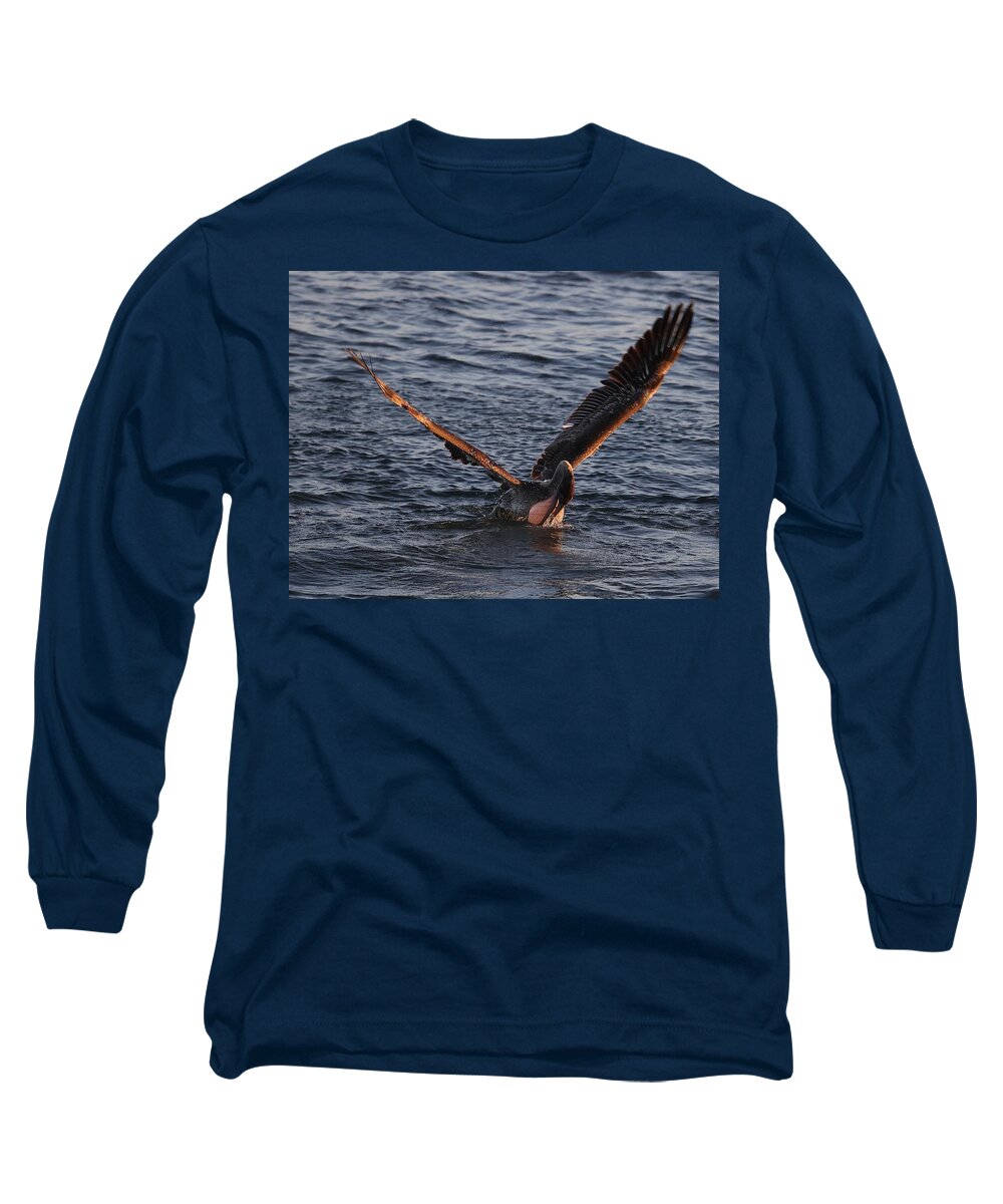 Pelicans Long Sleeve T-Shirt featuring the photograph Magnificent Throat Pouch 2 by Mingming Jiang